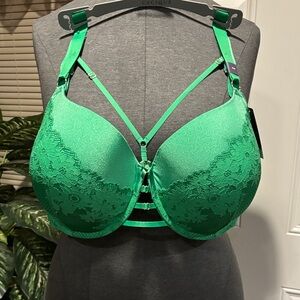 Cacique Vibrant Green Strappy Lace Bra